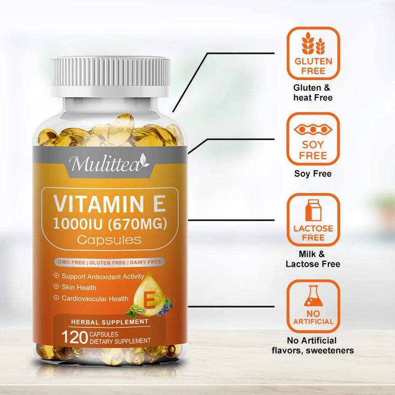 Vitamin E Capsules – Antioxidant, Skin Brightening & Blood Circulation | 120 Count Peaceful Pleasures Health and Wellness