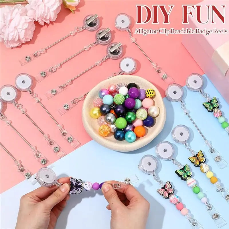 A36T-DIY Jewelry Making 15 Pcs Alligator Clip Holder With Swivel Beaded Blank Bars Bulk For Teachers Office Supplies C Peaceful Pleasures Health and Wellness