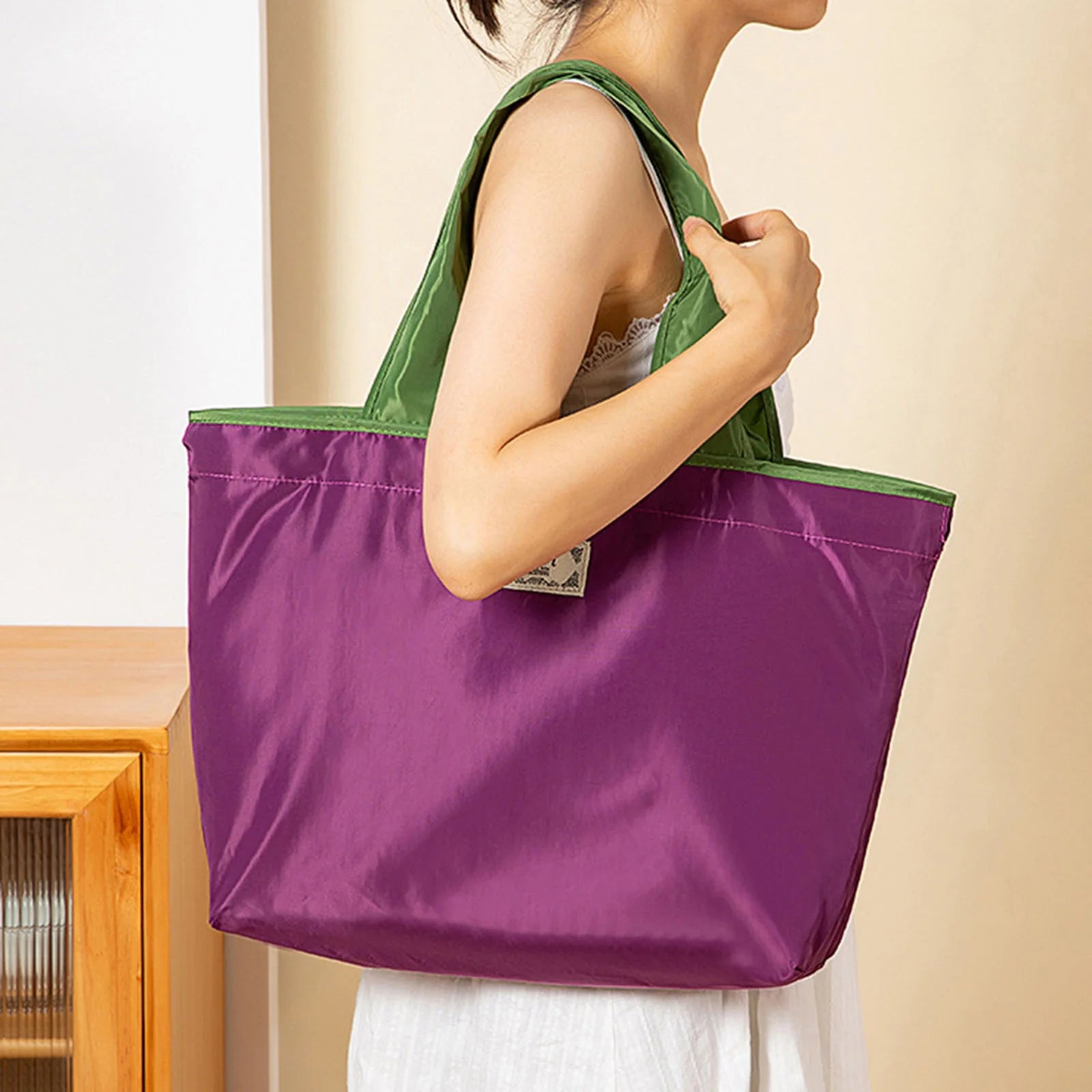 Portable Reusable Grocery Bags Eco-friendly Bags with Drawstring Closure for Trip or Shopping Fruit Holder Peaceful Pleasures Health and Wellness
