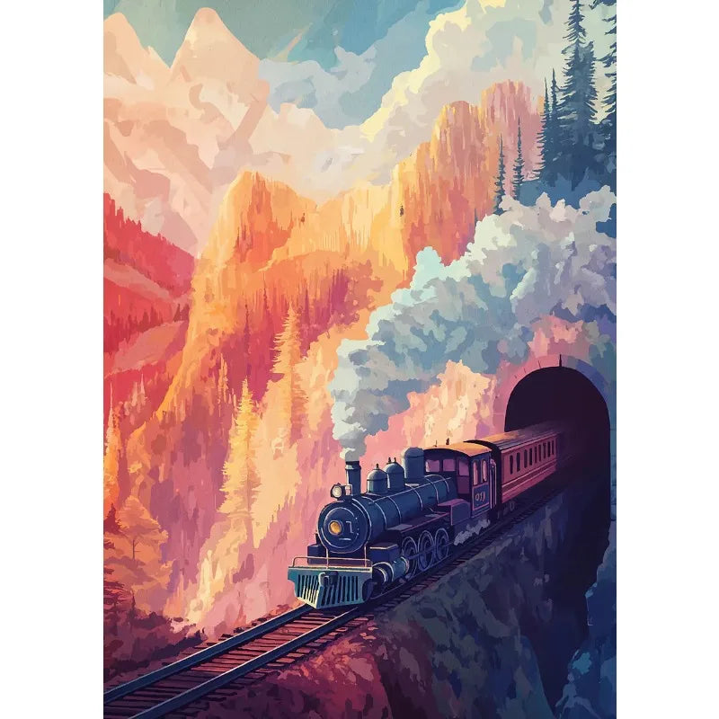 Steam Train Sunset Canvas Poster – Vintage Anime Wall Art Canvas Wall Art Peaceful Pleasures Health and Wellness
