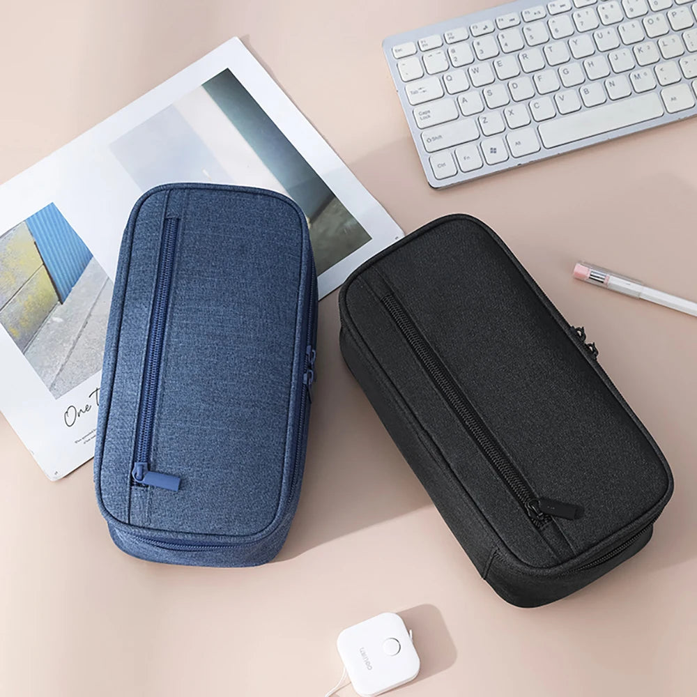 Simple Solid Large Capacity Pencil Case Student Stationery Box