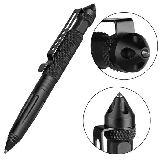 Self-defense Tungsten Steel Head Tactical Pen Window-breaking Chisel Signature Pen Defense Multi-purpose Window-breaking Tool Peaceful Pleasures Health and Wellness Black