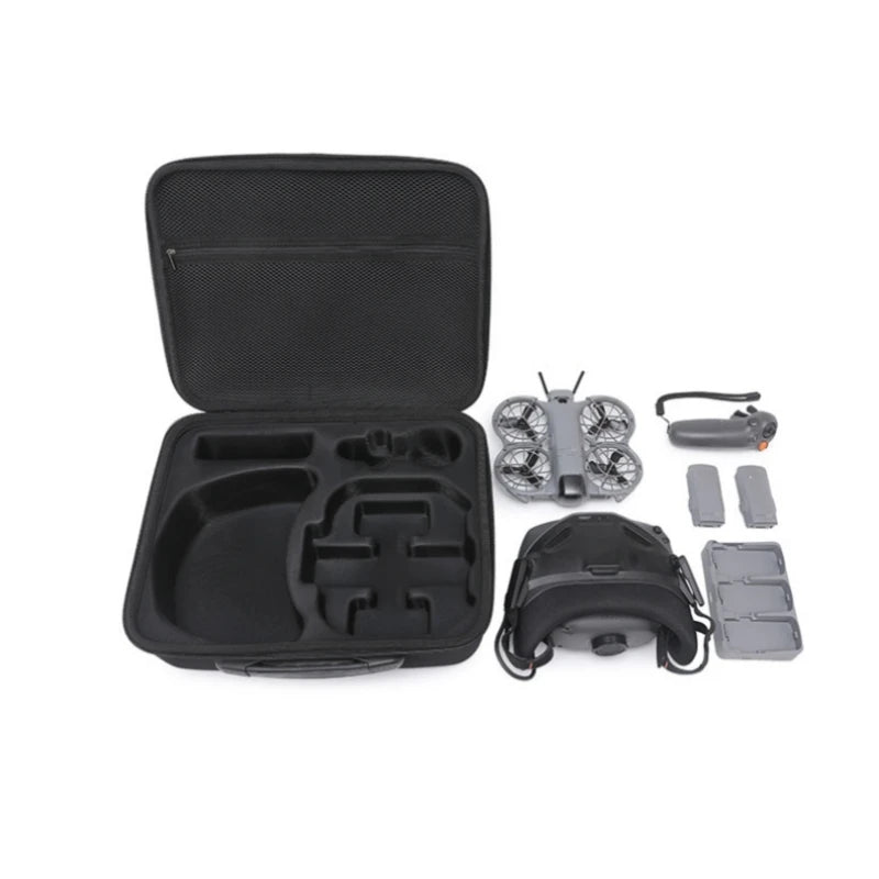 Grey PU + EVA/Black Nylon + EVA Storage Bag For DJI NEO 2 High-Capacity Storage Bag Goggles N3 Storage Bag Shoulder Strap Peaceful Pleasures Health and Wellness