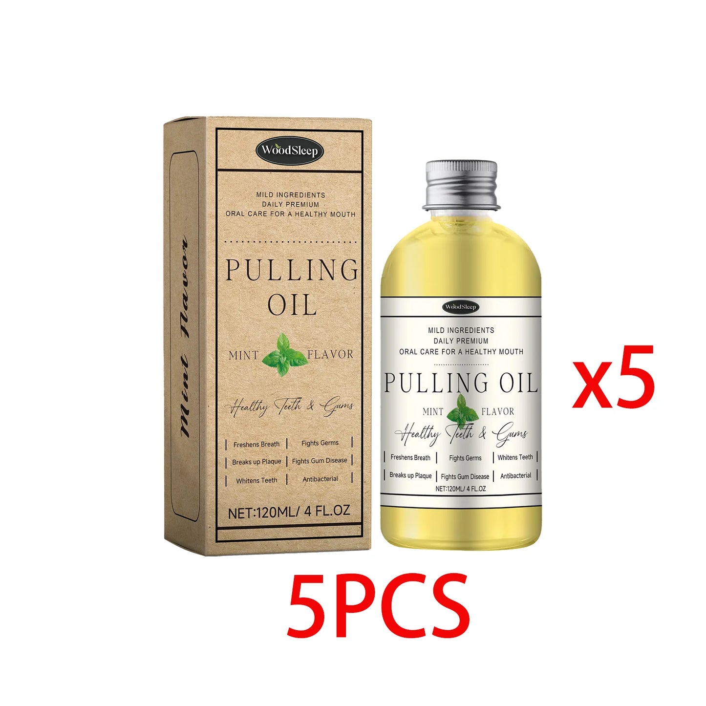 WOODSLEEP Coconut Mint Oil Pulling Mouthwash | Alcohol-Free 120ml