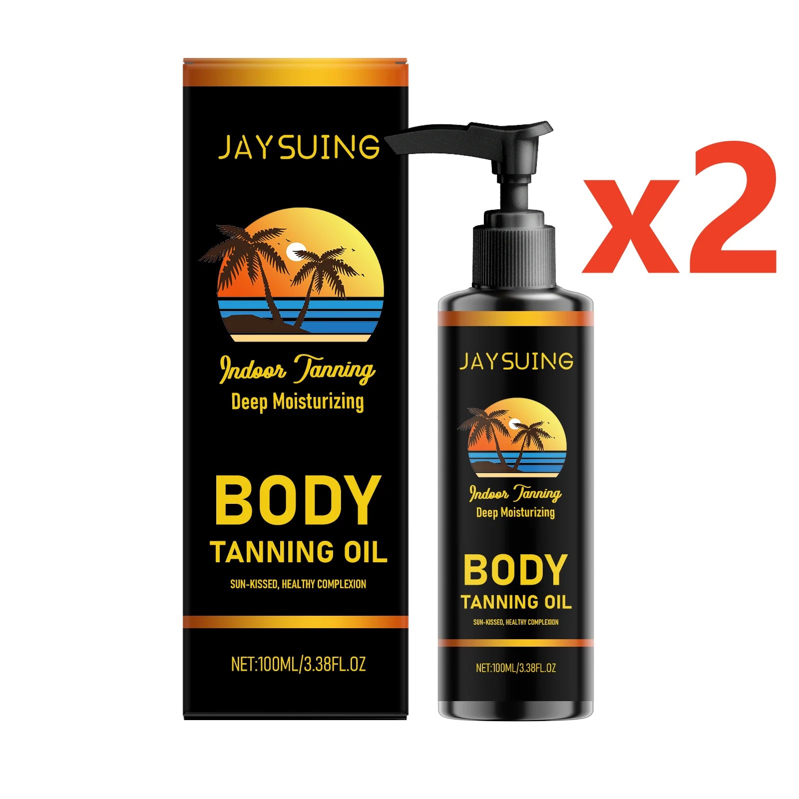 Moisturizing Tanning Oil Firm Smooths Even out Face Body Skin Provide Long-Lasting Natural Bronzing Non-greasy Self Tanner Serum Peaceful Pleasures Health and Wellness 2x100ml boxed 100ml