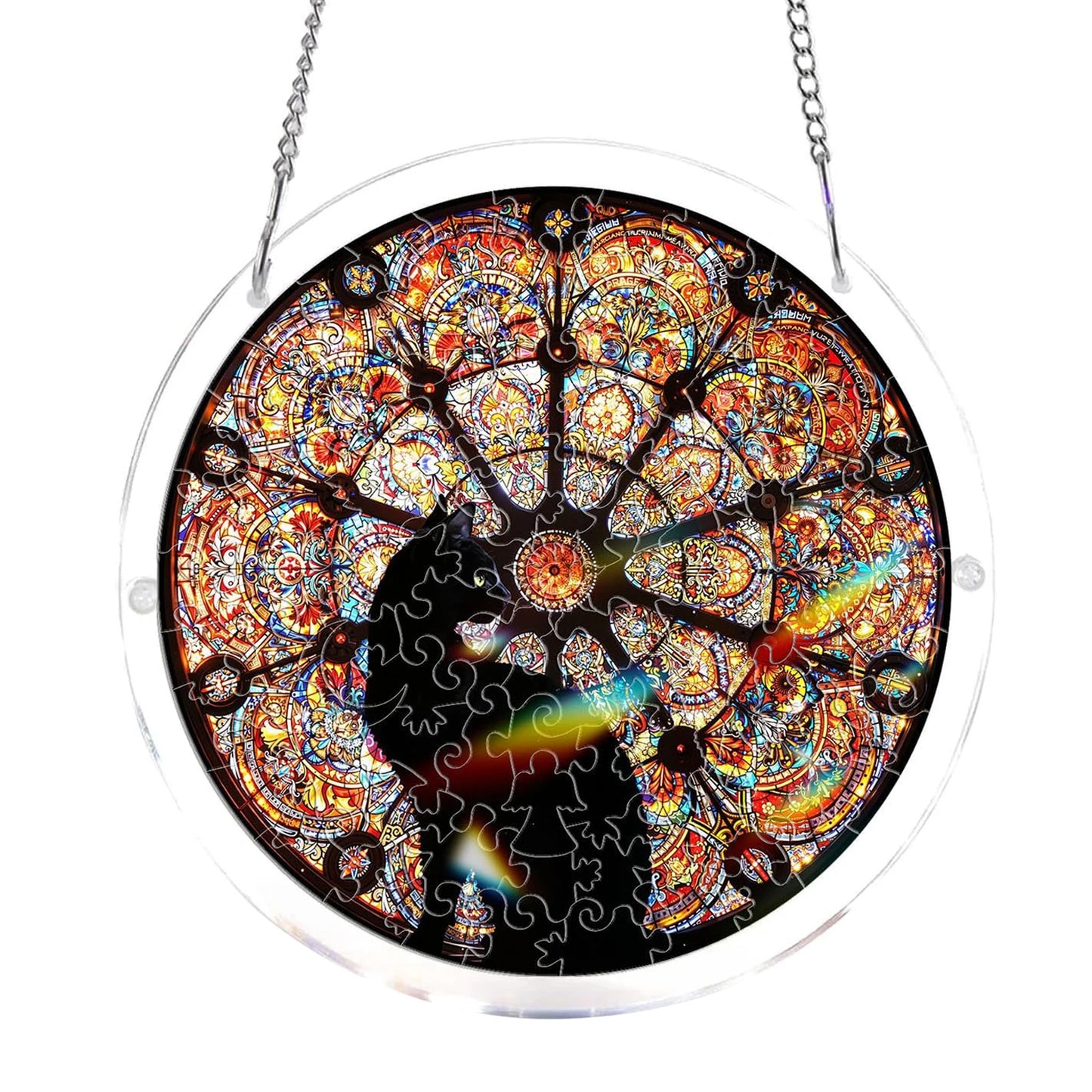Animal Acrylic Jigsaw Puzzle Suncatcher Window Hanging Crafts DIY Puzzle Suncatcher Home Decor for Apartment Living Room Bedroom Peaceful Pleasures Health and Wellness Style 7 L-22cm