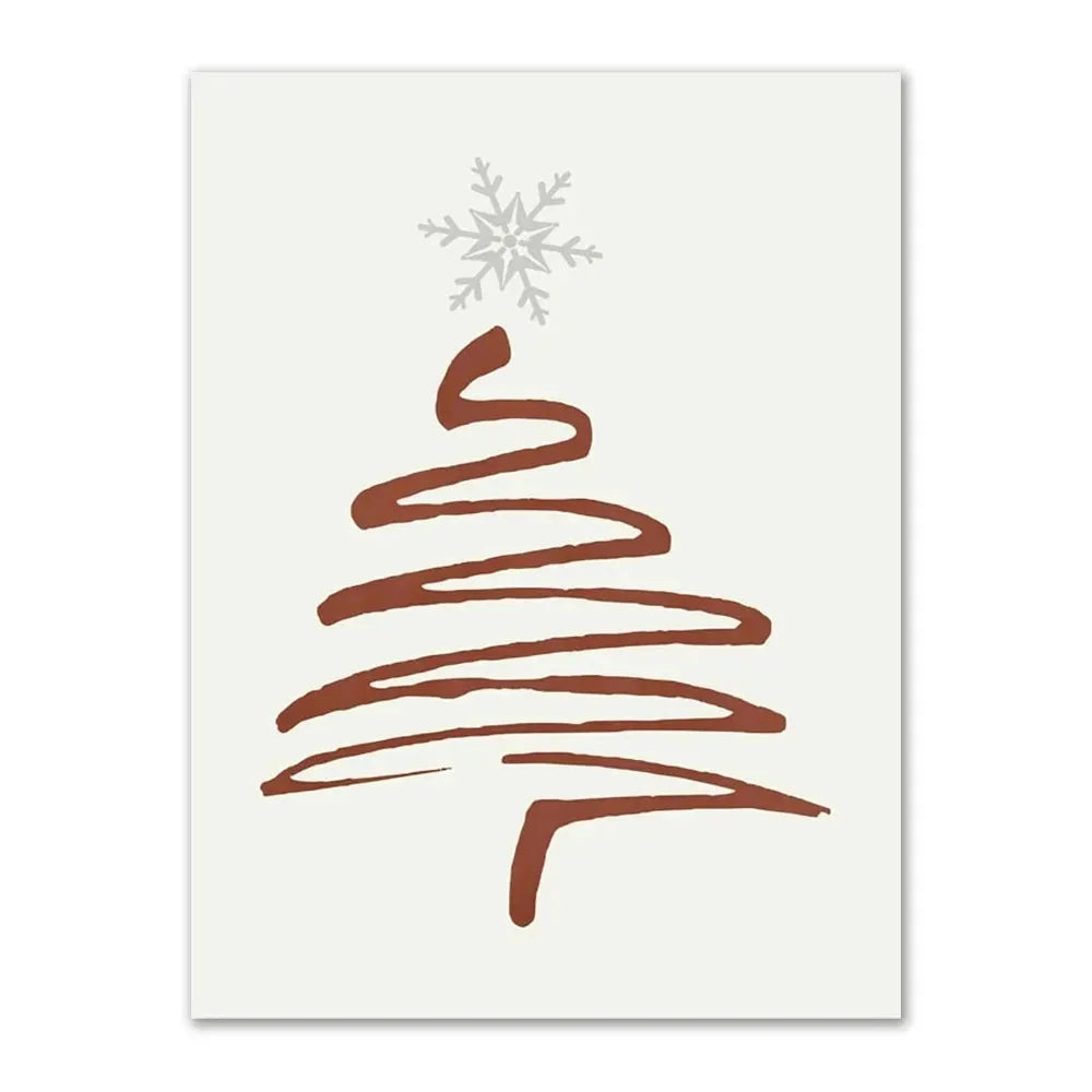 Vintage Christmas Tree Canvas Wall Art | Unframed Holiday Print