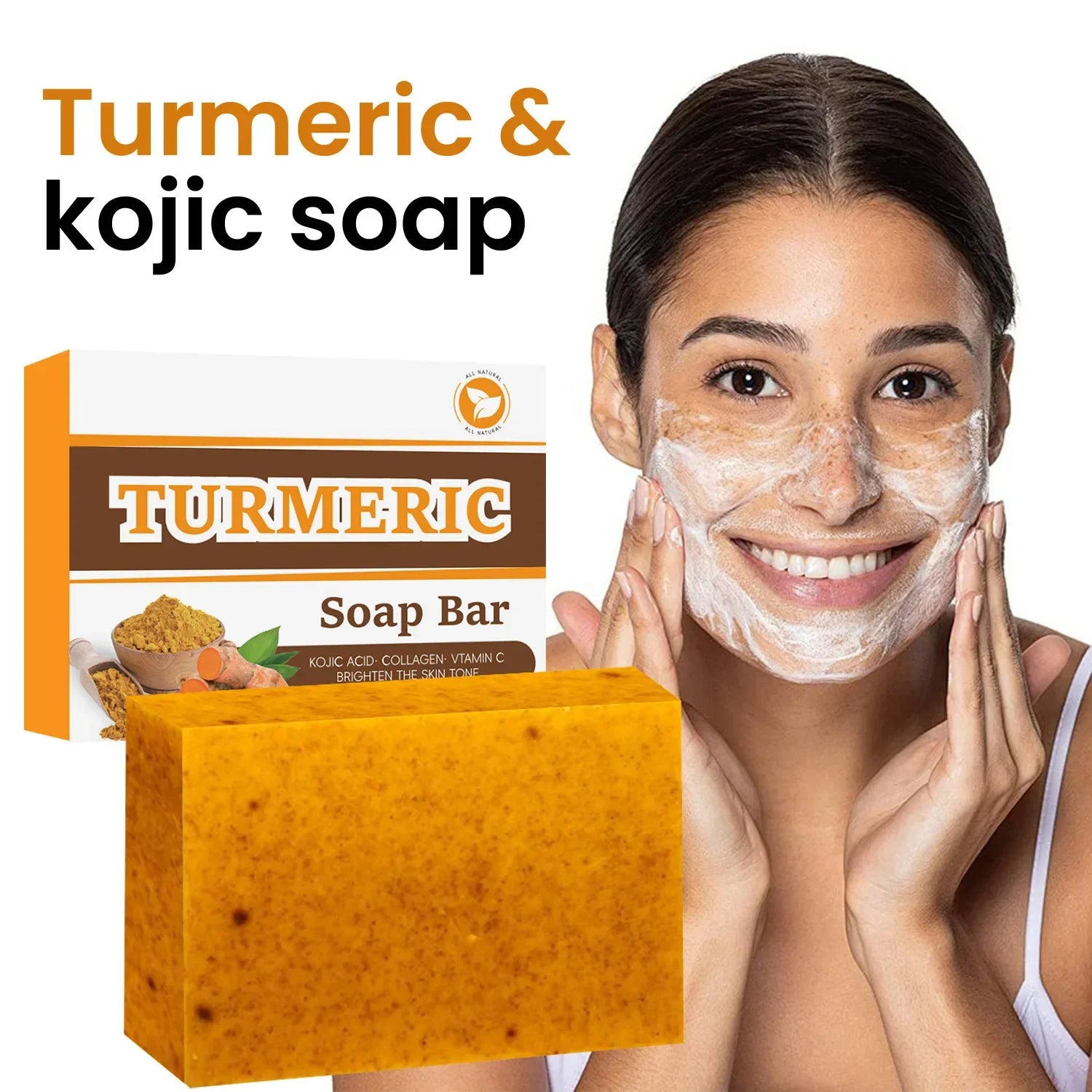 Lemon Turmeric Kojic Acid Glowing Soap Handmade Soap Brightening Moisturizing Lotion Body Facial Soap Peaceful Pleasures Health and Wellness 1PCS