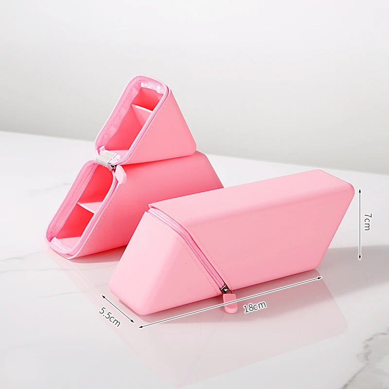 Silicone Pencil Case Large Capacity Triangular Stand-Up Pen Holder
