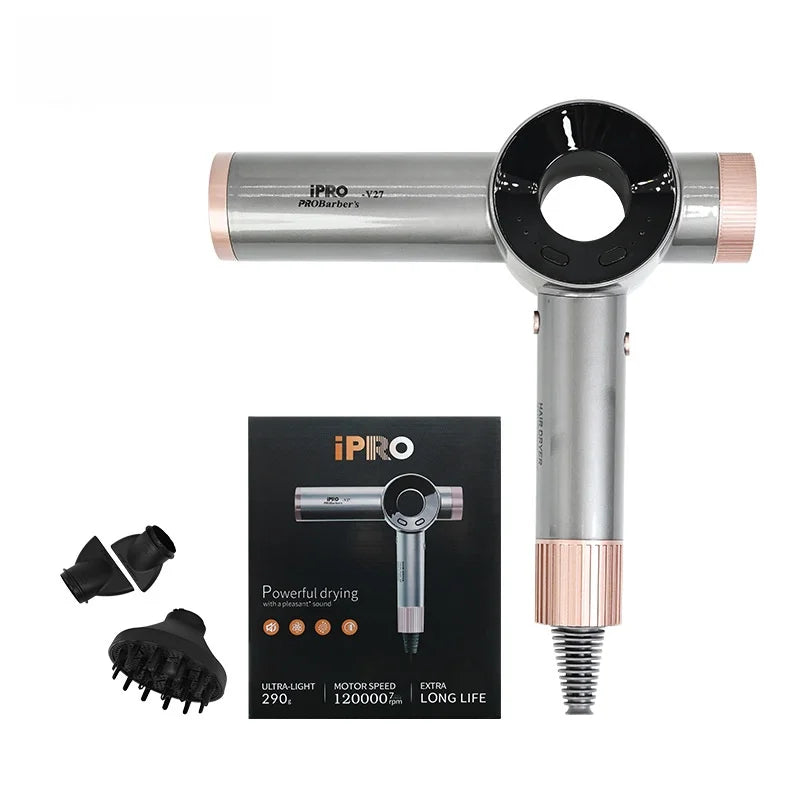 2026 New High-Speed Bladeless Hair Dryer With Brushless Motor, 120000 Rpm, High-Power, Hair Salon Specific, Household 220v Peaceful Pleasures Health and Wellness Grey AU
