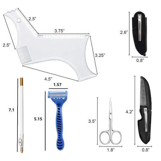 Men's Beard Care Kit – Comb, Shaper, Shaver & Scissors Set Beard Grooming Kit Peaceful Pleasures Health and Wellness