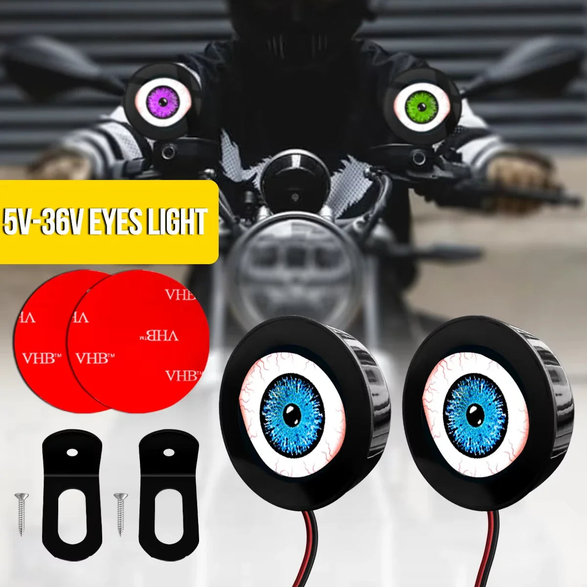 3D Devil Eye LED Motorcycle Decorative Light | 5V–36V Kit