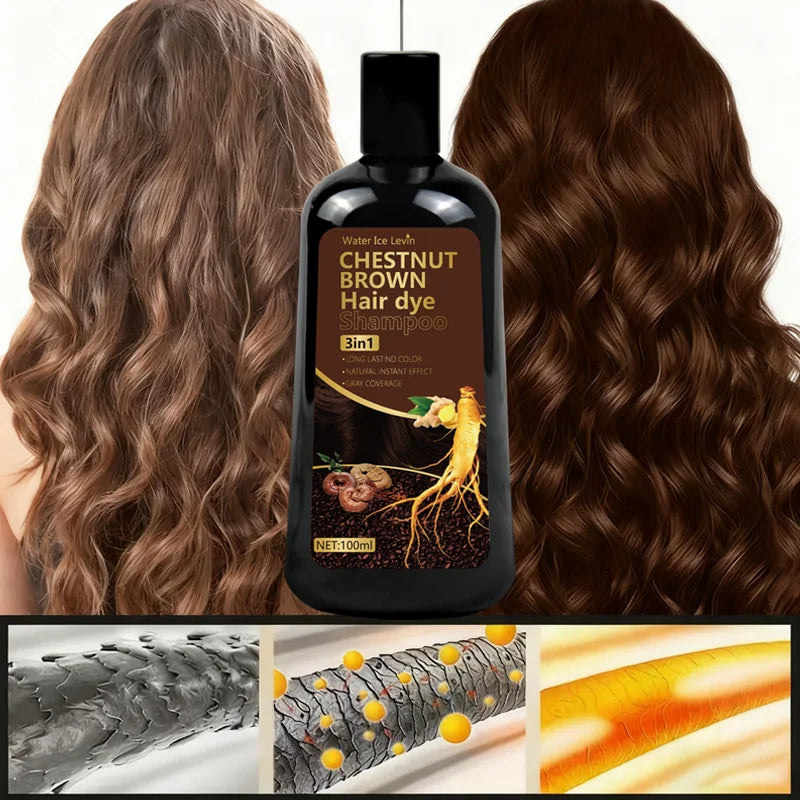 Water Ice Levin Chestnut Brown Hair Dye Shampoo – Gray Coverage