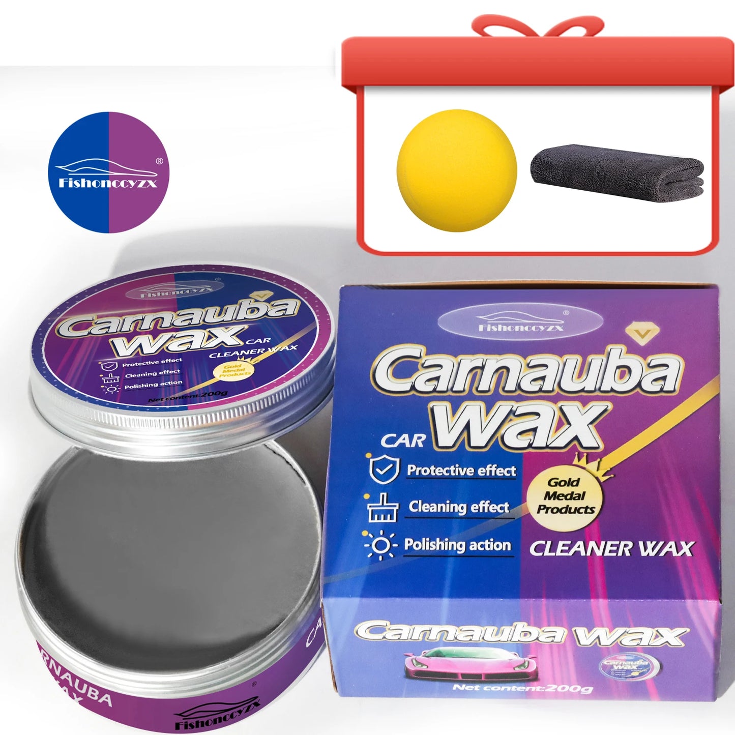Car Wax Auto Paint Care Carnauba Paste Wax Brazilian Polishing Wax Paste High Gloss Shine Super Hydrophobic Coating Glazing Peaceful Pleasures Health and Wellness For black car