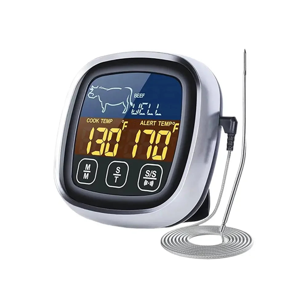 Digital Kitchen Thermometer Probe Touch Screen Meat Barbecue Food Temperature Measure Tool Steak BBQ Timer Cooking Tools 1PC Peaceful Pleasures Health and Wellness White