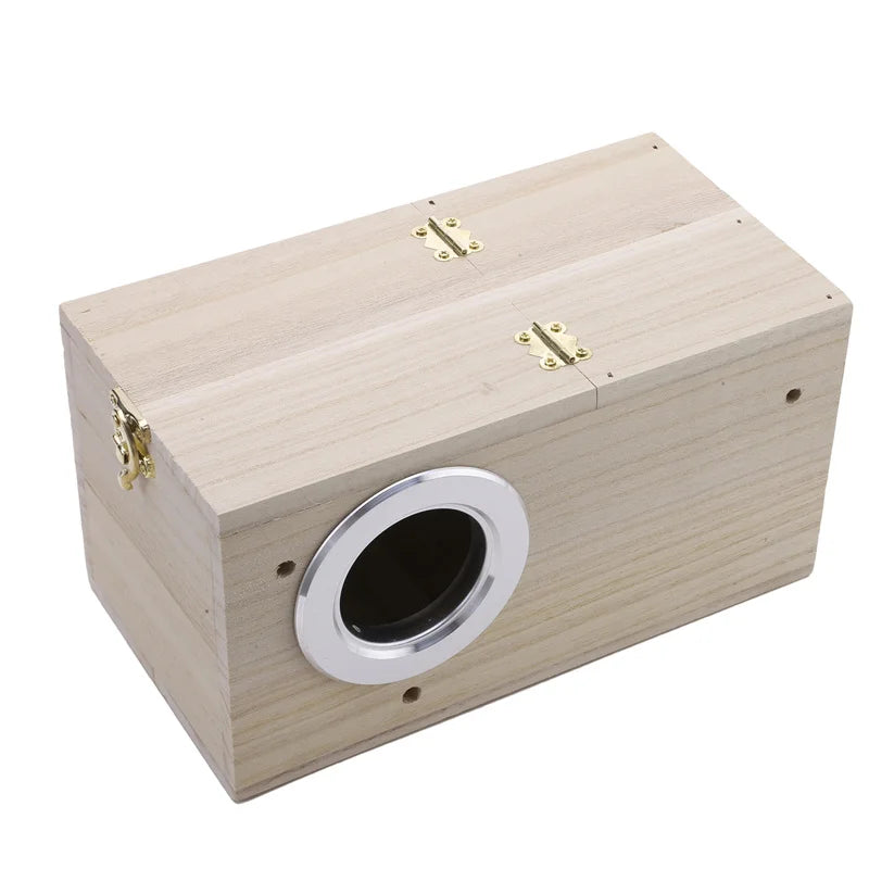 Wood Bird Breeding Box Bird House Nest Parrot Breeding Decorative Cages Pet Accessories Home Balcony Decoration Peaceful Pleasures Health and Wellness Wood color M