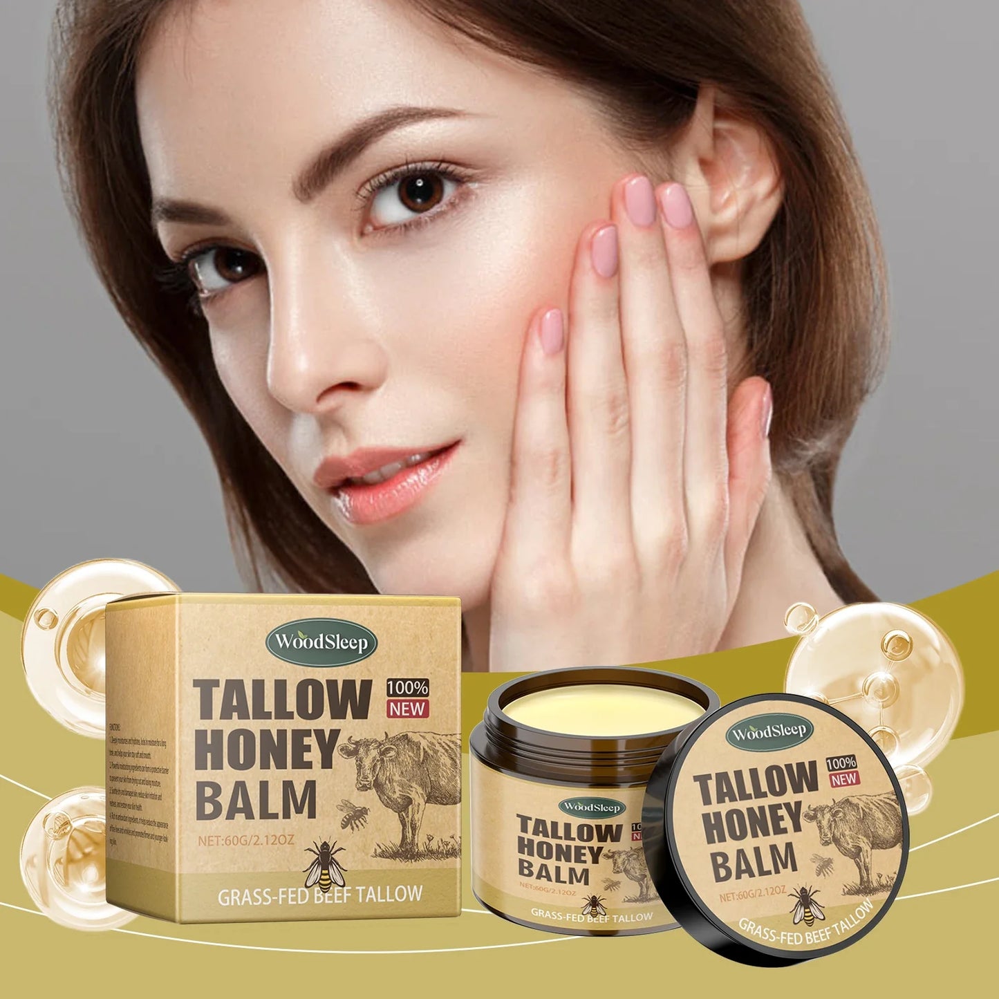 Beef Tallow & Honey Face Moisturizer – Nourishing Cream 120g