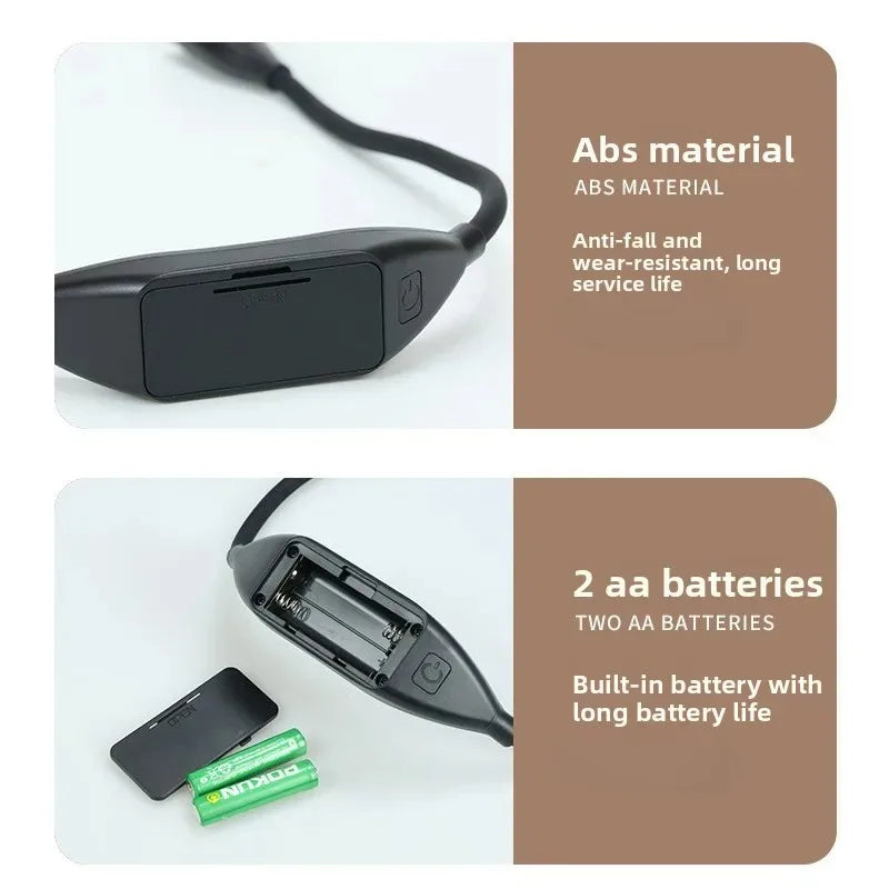 LED Neck Reading Light | 360° Flexible Arms | Battery Powered