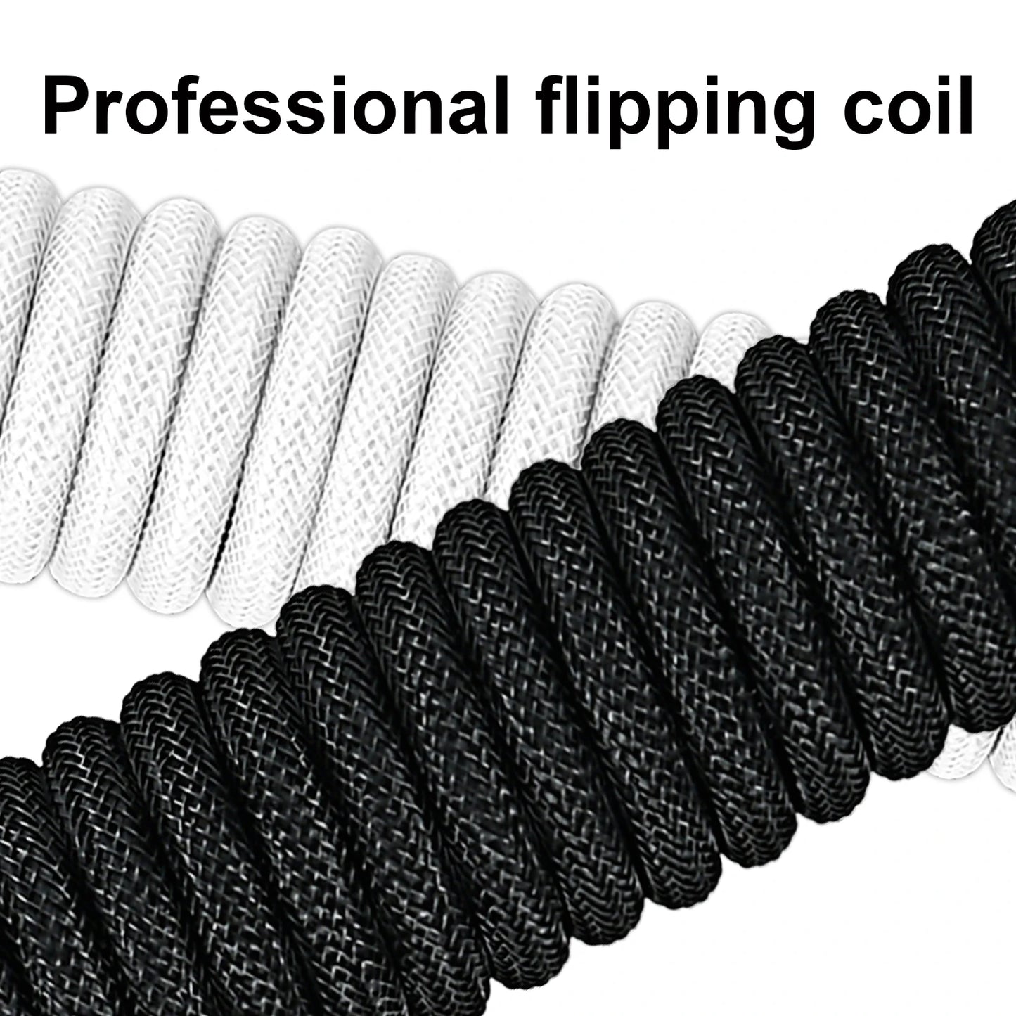 Coiled USB-C Gaming Keyboard Cable | Aviator Connector Braided Peaceful Pleasures Health and Wellness