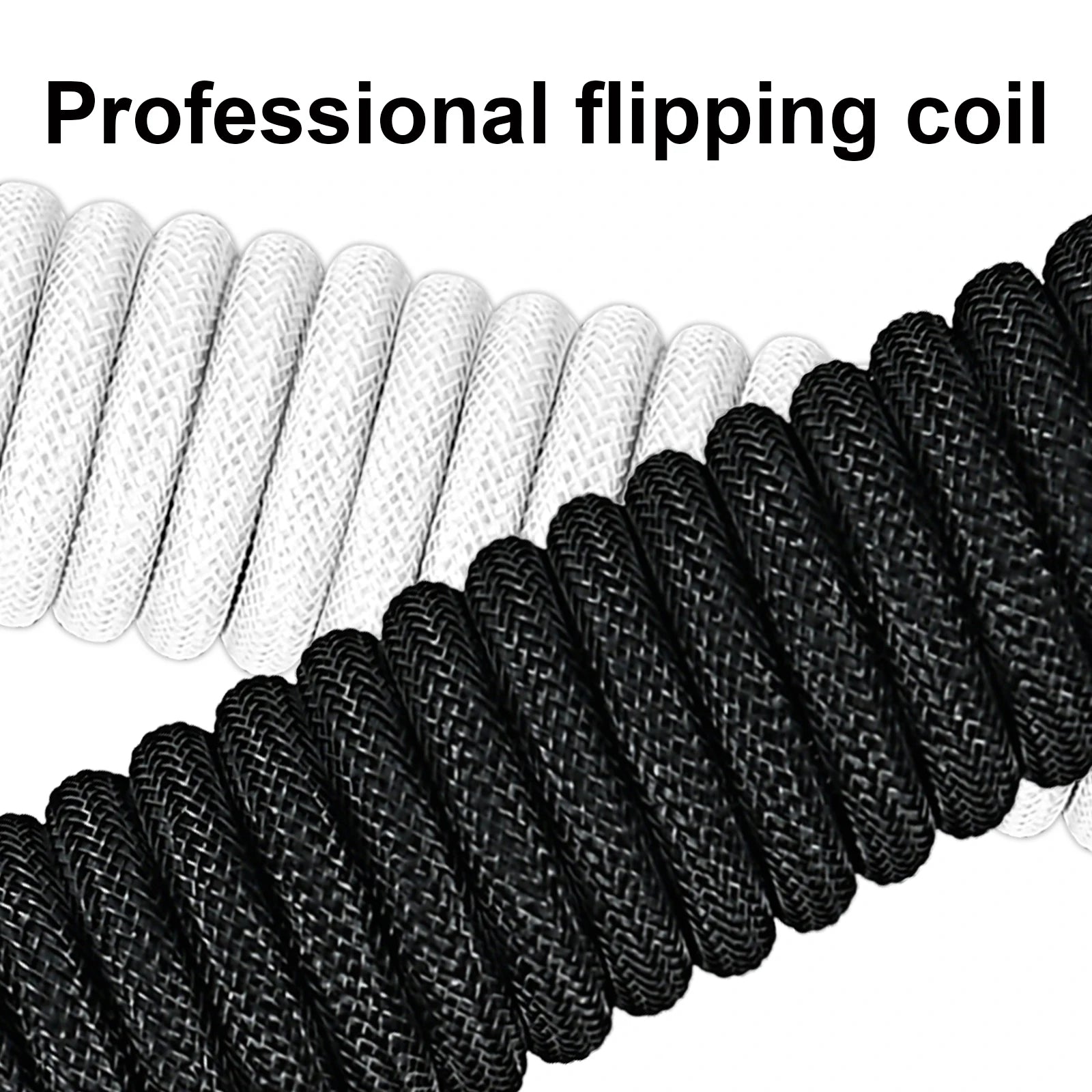 Coiled USB-C Gaming Keyboard Cable | Aviator Connector Braided Peaceful Pleasures Health and Wellness