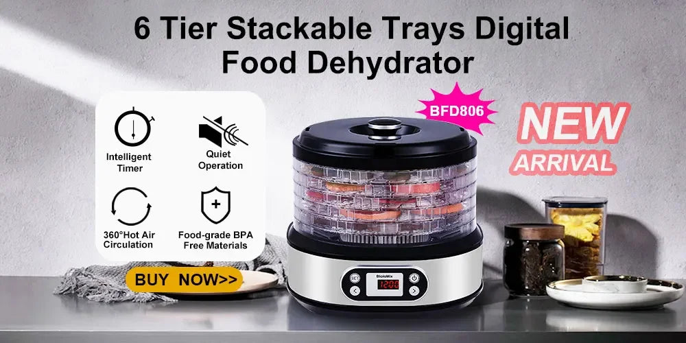 BioloMix Food Dehydrator – 5 BPA-Free Trays, Digital Timer & Temp Control Peaceful Pleasures Health and Wellness