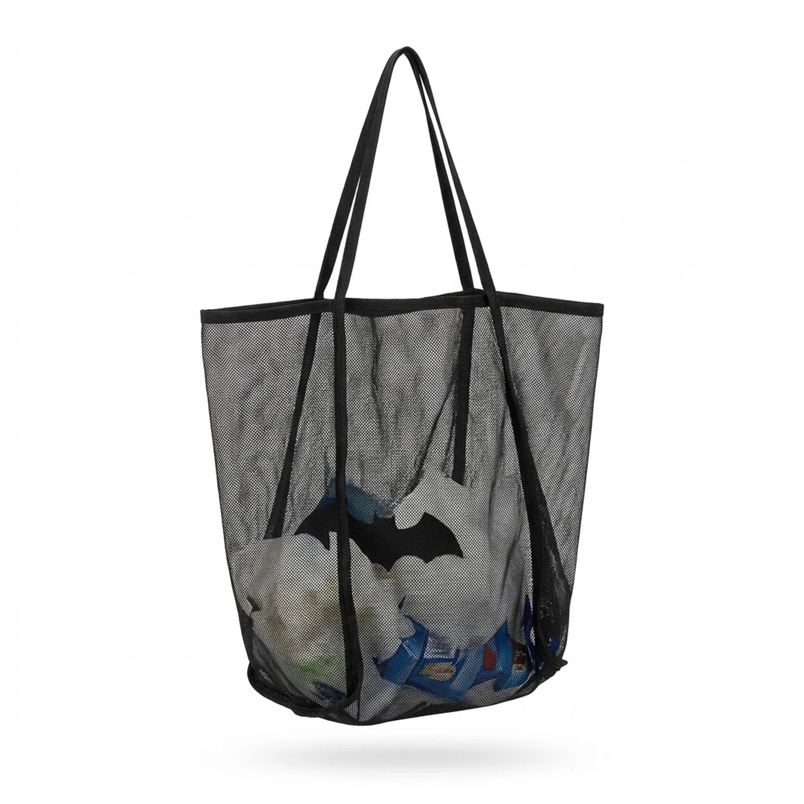 Transparent Mesh Shoulder Bag Large Capacity for Shopping and Beach Use Peaceful Pleasures Health and Wellness black