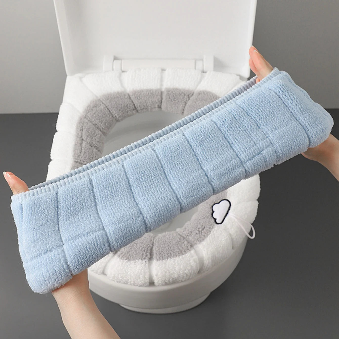 Soft Washable Toilet Seat Cushion Cover with Handle – Cotton