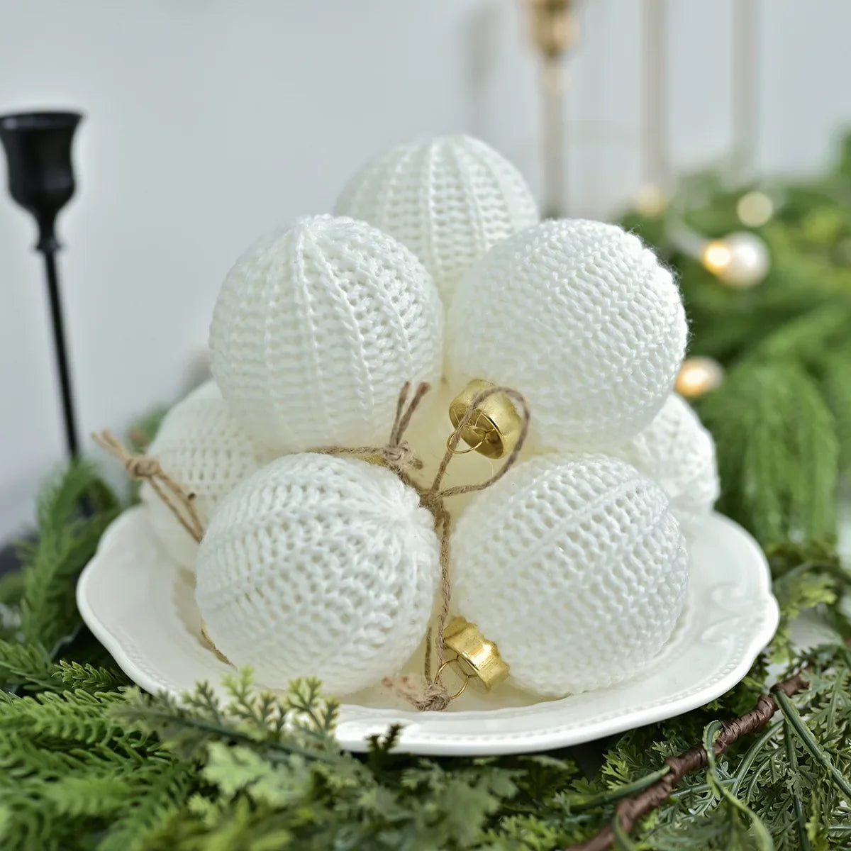 Boho Crochet Christmas Ball Ornaments – 12-Piece Yarn Set