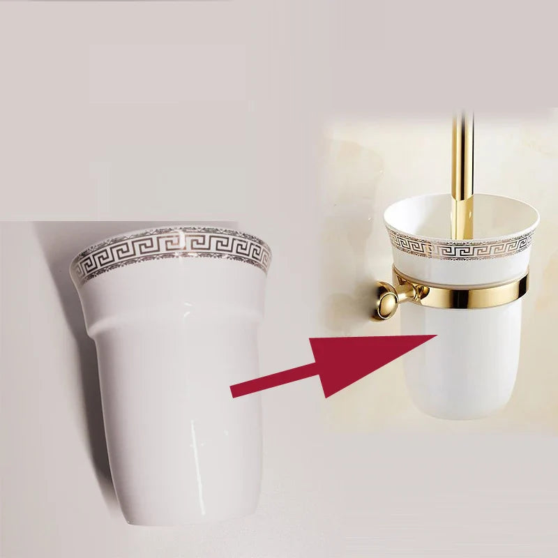 HOTAAN Ceramic Toilet Brush Holder Cup | Bathroom Accessory
