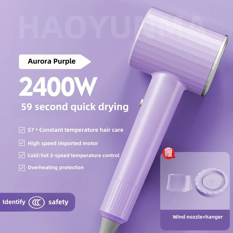 2025 High-Speed Hair Dryer, High-Power Quick Drying Hair Salon, Professional Household Blue Light Negative Ion Hair Dryer Peaceful Pleasures Health and Wellness (B) Purple US