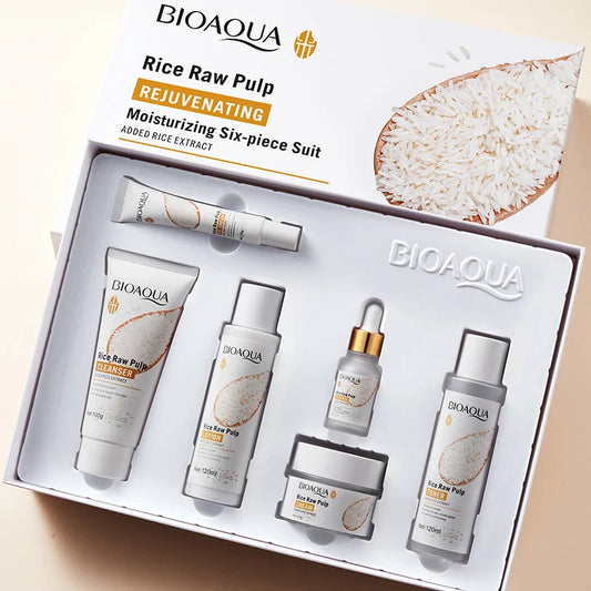 BIOAOUA Rice Puree 6-Piece Moisturizing Facial Skincare Set Facial Skincare Set Oasis Select Rice