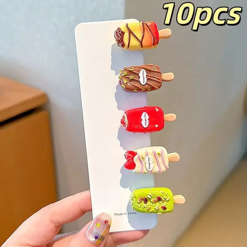 10Pcs Ice Cream Mini Duckbill Hair Clips for Women | Cute Set