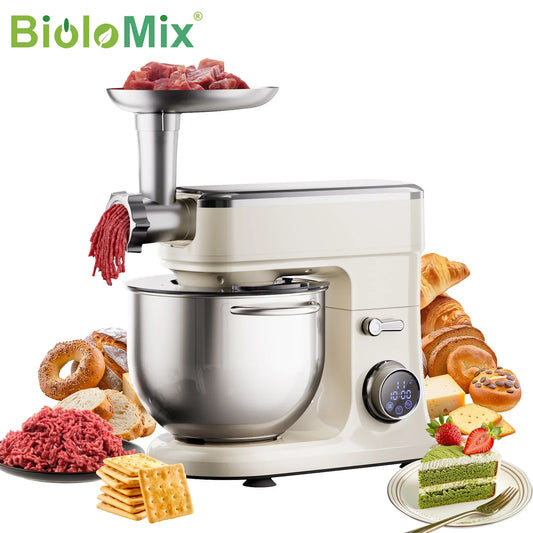 BioloMix 7L Stand Mixer for Baking – 1200W DC Motor, 11 Speeds + Meat Grinder Kitchen Appliance Peaceful Pleasures Health and Wellness