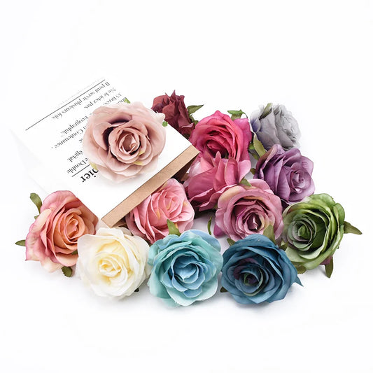 Silk Rose Artificial Flower Heads 5/10 Pcs | Wedding & Party Decor