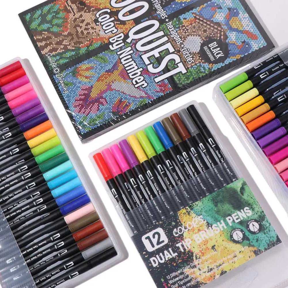 Cartoon Activity Color Painting Book Educational Paper Double-Sided Watercolor Pencil Digital Filling Hand Painted Peaceful Pleasures Health and Wellness