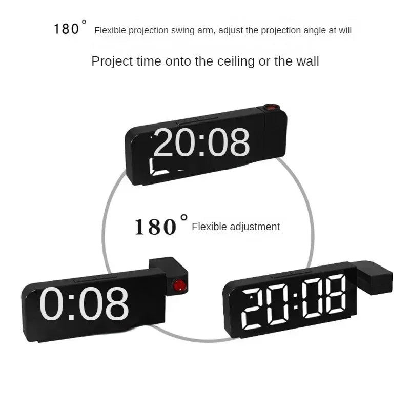 USB Powered Projection Alarm Clock TEMP Date Night Mode Power-off Memory Table Clock 2 Display Modes 12H/24H LED Digital Clock Peaceful Pleasures Health and Wellness