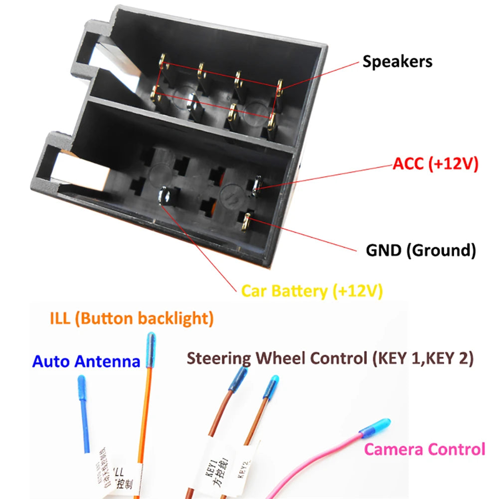 Universal Car Stereo Radio 16Pin ISO Cable Adapters Male Plug Female