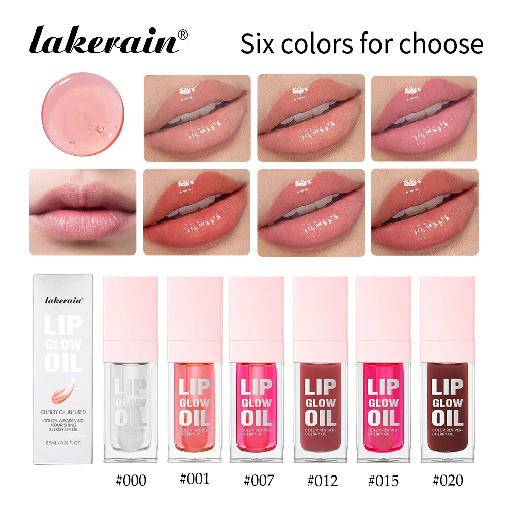 Crystal Lip Glow Oil Cherry Pink Lips Plumper Gloss Hydrating Plumping Lips Coat Tinted Lip Plumper Serum Lips Glow Oil Makeup Peaceful Pleasures Health and Wellness