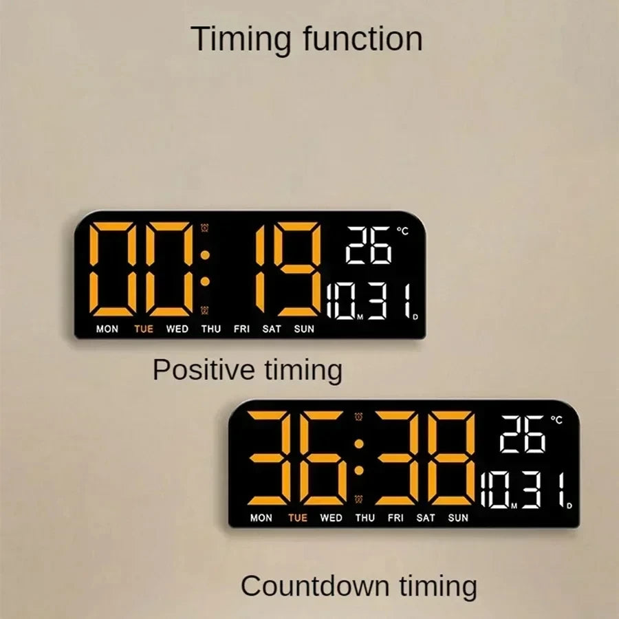 Multifunctional Decorative 9 Inch LED Large Digital Wall Clock With Temperature Date Week Alarm For Home Office Room Decor Peaceful Pleasures Health and Wellness