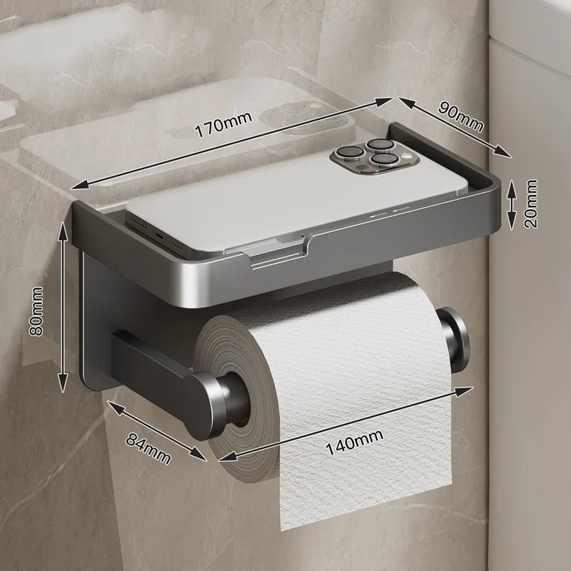 Drill-Free Wall-Mounted Toilet Paper Holder | Aluminum Alloy