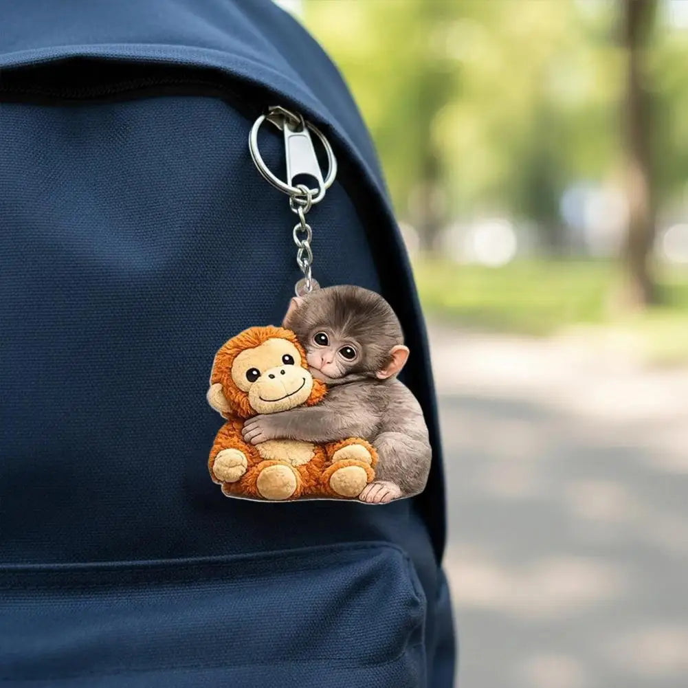 Lightweight Exquisite Funny Keychain Backpack Accessories Acrylic Monkey Doll Design Bag Pendant Translucent Cute Hanging Key Peaceful Pleasures Health and Wellness