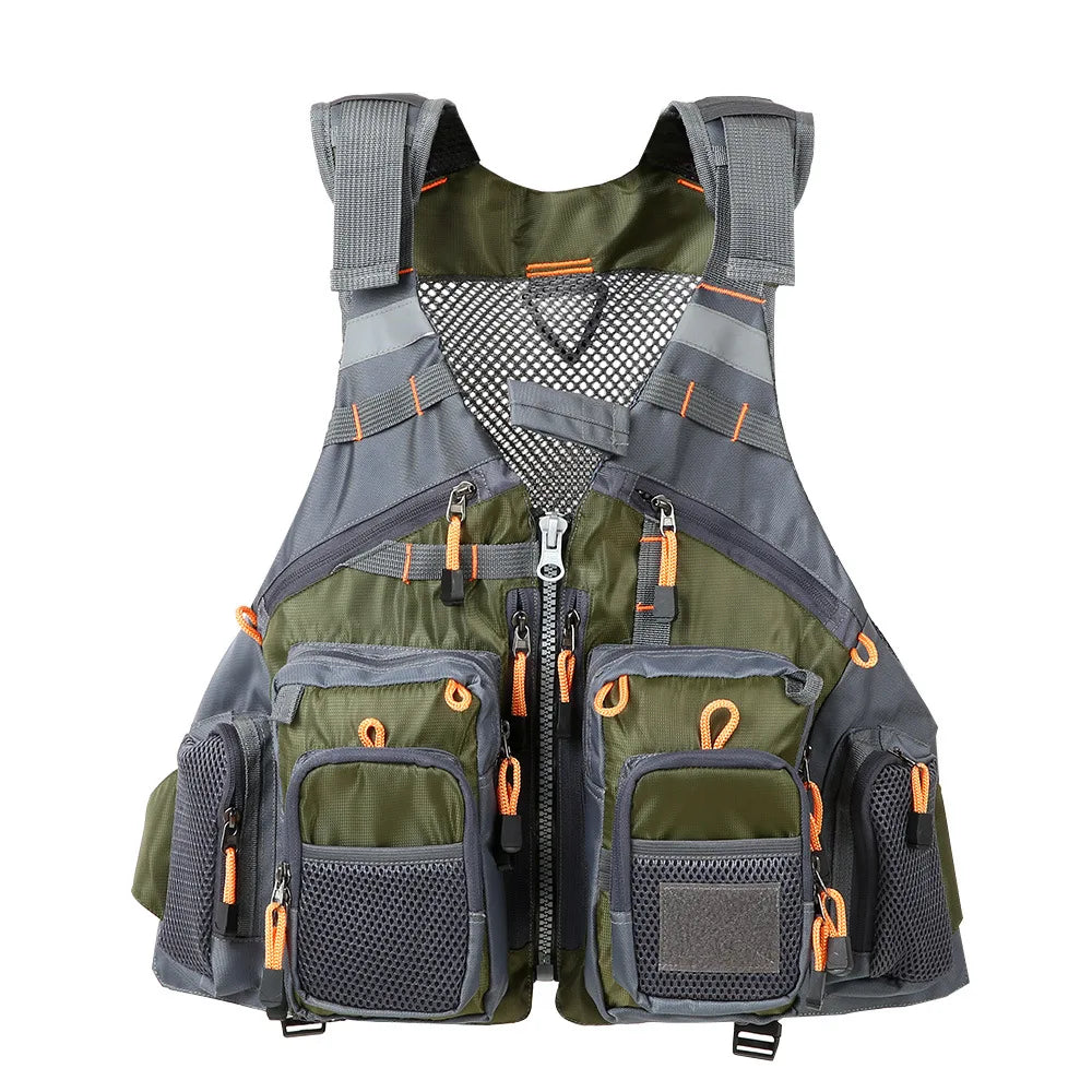 Outdoor Breathable Padded Fishing Life Vest Superior 209lb Bearing Life Safety Jacket Swimming Sailing Waistcoat Utility Vest Peaceful Pleasures Health and Wellness green