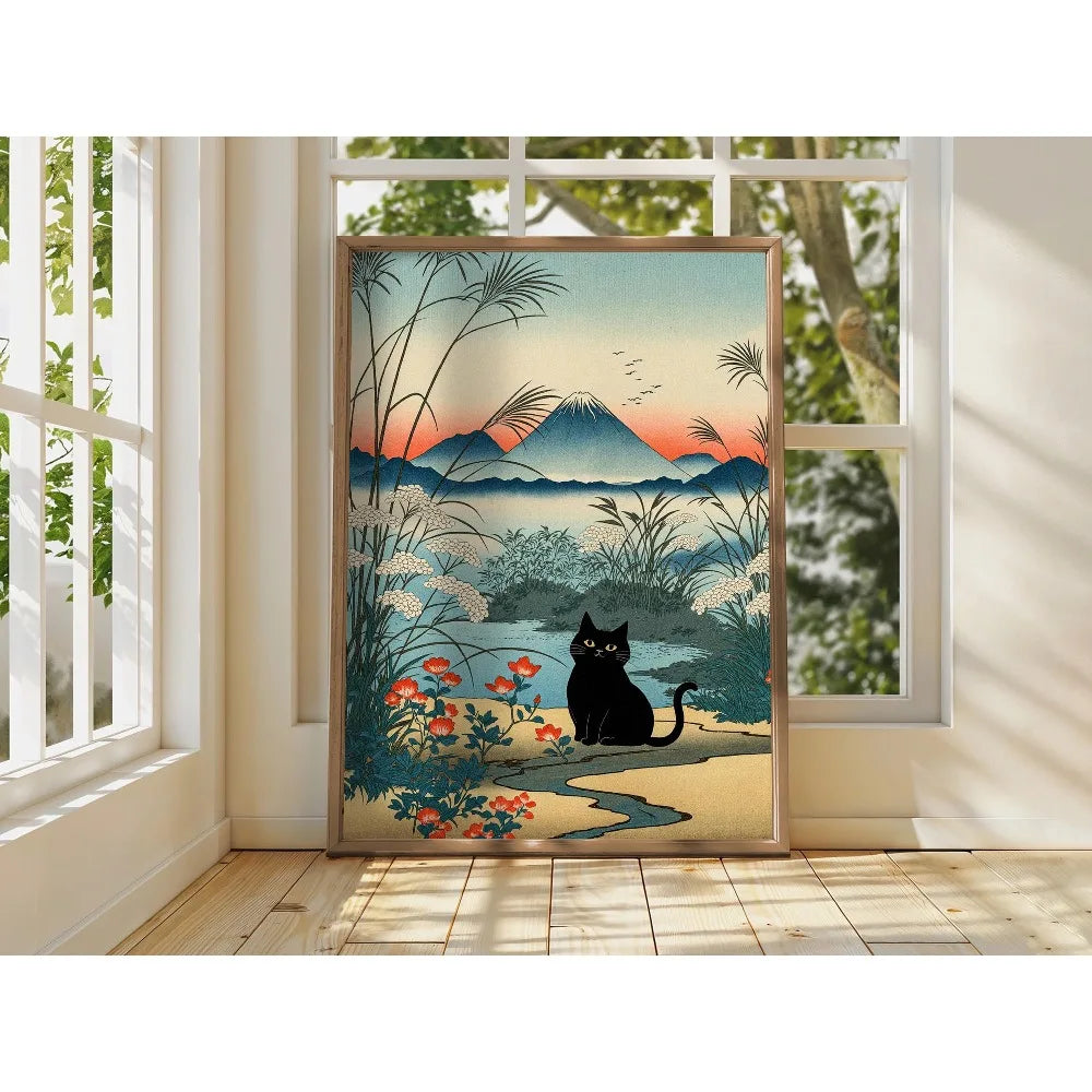 Japanese Tree Retro Landscape Wall Art Poster | Frameless Print