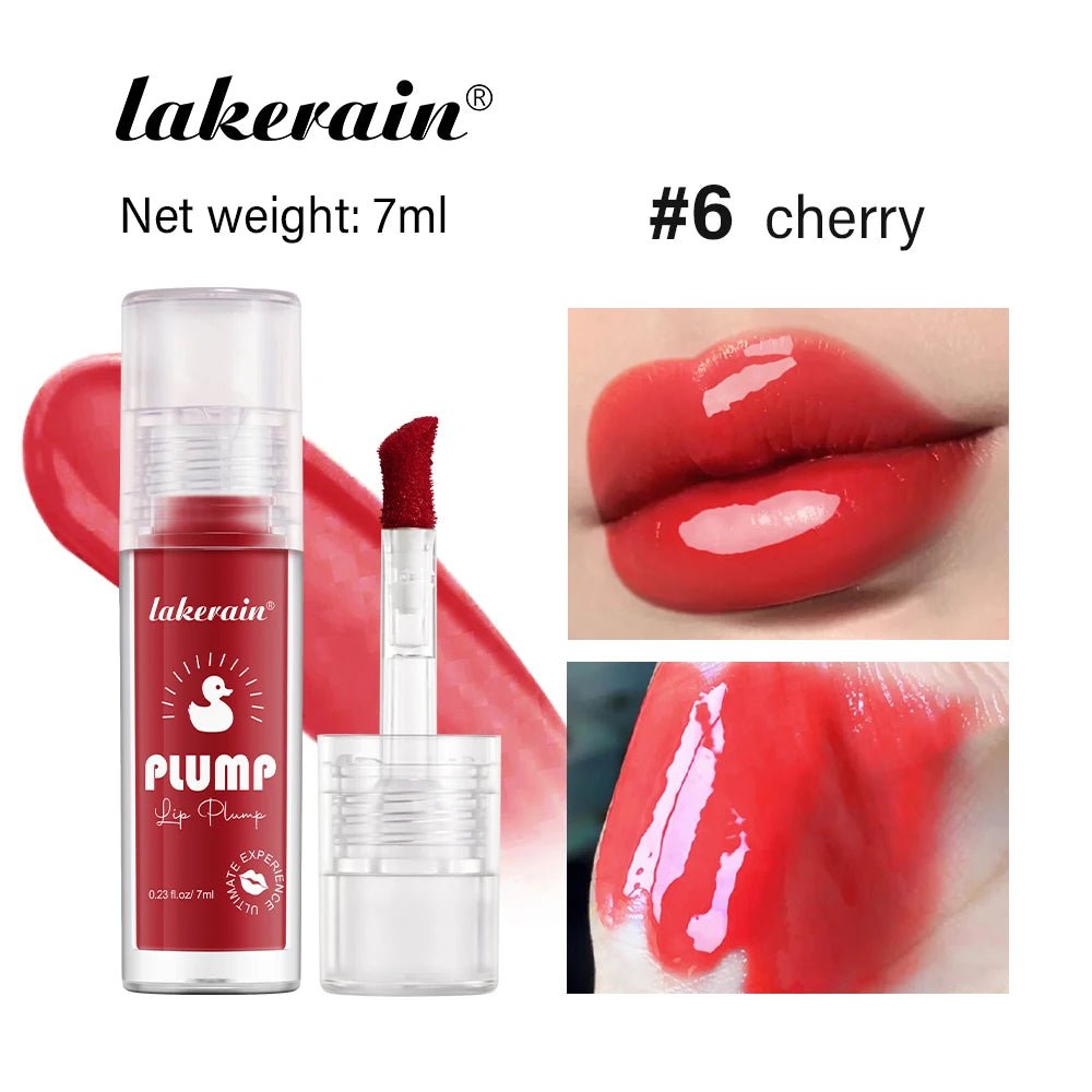 Lakerain Lip Glaze Brightening Lip Color Long-lasting Moisturizing Ginger Root Extract Lip Glaze Texture Hot Plump Lip Gloss Peaceful Pleasures Health and Wellness Cherry