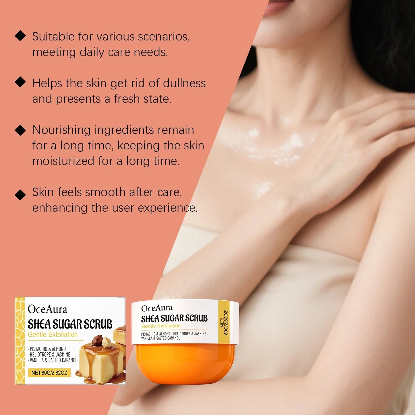 OceAura Caramel Shea Sugar Body Scrub – Deep Exfoliation 100g