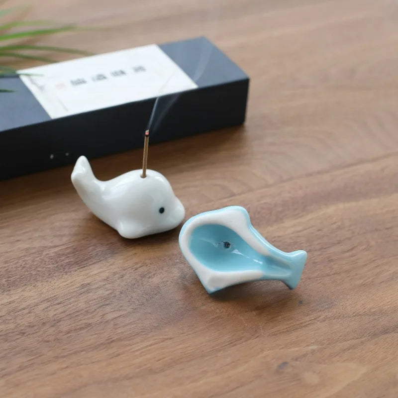 Creative Cute Small Whale Incense Burner Sandalwood Stick Incense Holder Aroma Censer Indoor Tea House Ornaments Home Decor Peaceful Pleasures Health and Wellness