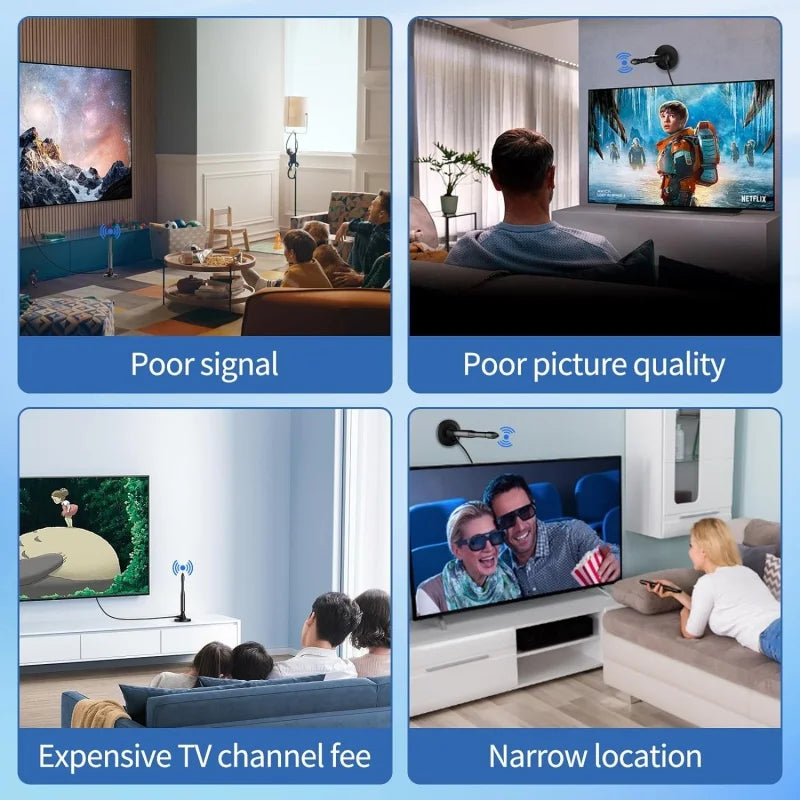 Smart ATSC Digital TV Antenna 4K 1080P Indoor/Outdoor Magnetic