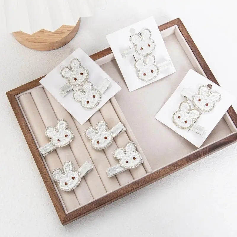 Embroidered Rabbit Hair Clips for Girls – Cute Barrettes Pair