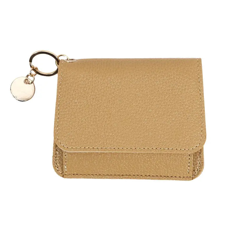 Folding Short Wallet for Women Simple Solid Color Coin Purse Credit Card Holder Cute Multifunctional Ladies Wallet Peaceful Pleasures Health and Wellness Khaki