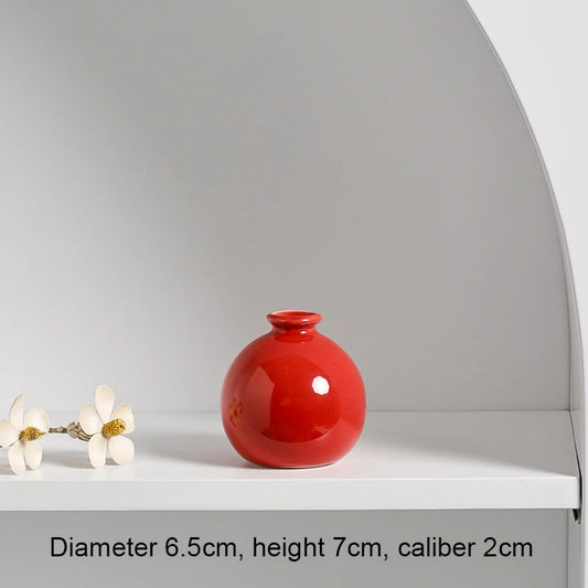 Mini Ceramics Vase Interior Accessories Ceramic Vase Desktop Ornament Flower Arrangement Vase Art Flower Decorative home decor Peaceful Pleasures Health and Wellness Red China Mainland